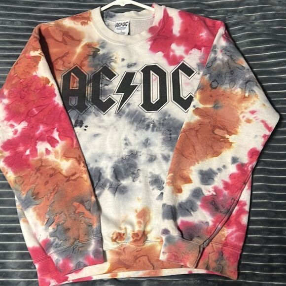 🔥🔥 Vintage AC/DC Tie-Dye Crewneck Sweatshirt - PERFECT No Flaws- Men Sz Sm - Picture 8 of 8